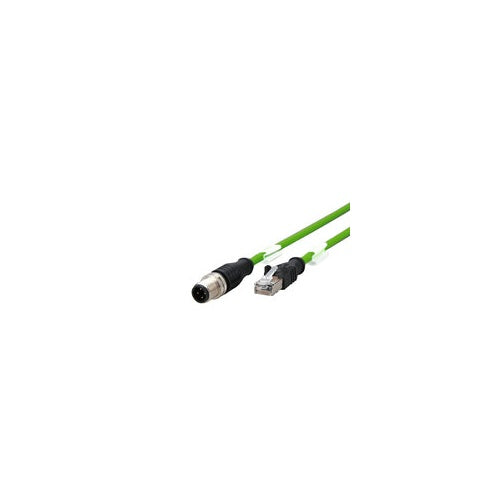 METZ CONNECT 142M4D15020. Kabellänge: 2 m, Kabelstandard: Cat5, Anschluss 1: RJ-45, Anschluss 2: M12, Steckerverbindergeschlecht: Männlich/Männlich, Kabelfarbe: Schwarz (142M4D15020) afbeelding 1