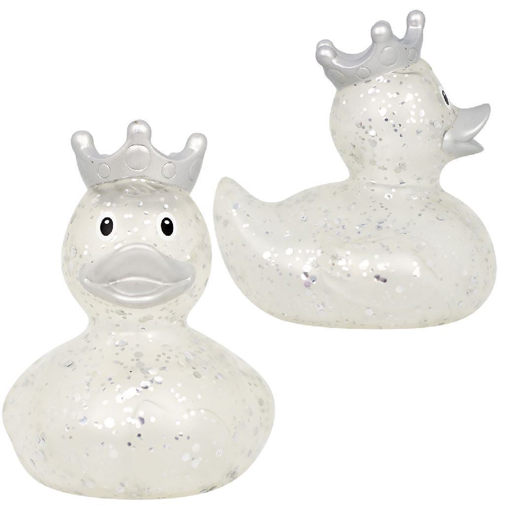 Lilalu Rubber Duck with Crown - Silver Glitter
