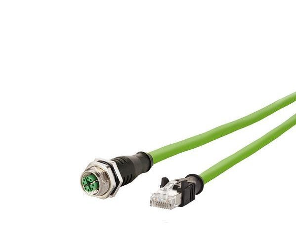 METZ CONNECT M12 - Netzwerkkabel - 8-polig M12 (M) zu RJ-45 (M) - 2 m - S/FTP - CAT 6a - halogenfrei, verseilt - grün afbeelding 1