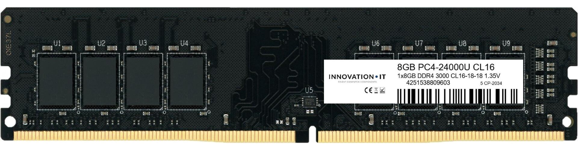 Innovation IT 3000 8GB CL 16 1,35V Speichermodul 1 x 8 GB DDR4 3000 MHz (INNO8G3000S) afbeelding 1