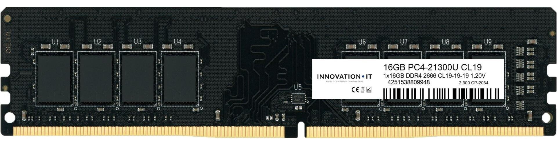 Innovation IT 2666 16GB CL19-19-19 1.20V LD 8-Chip Speichermodul 1 x 16 GB DDR4 2666 MHz (INNO16G26662GS) afbeelding 1
