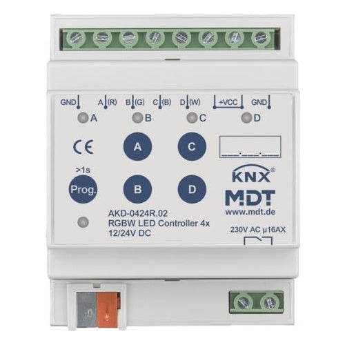MDT AKD-0424R.02 LED Controller, RGBW, 4-fach, 4TE, REG (AKD-0424R.02) afbeelding 1
