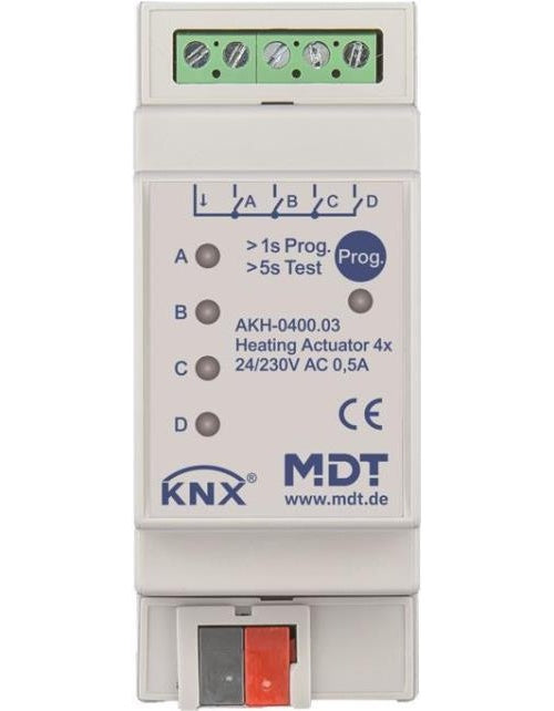 MDT AKH-0400.03 Heizungsaktor 4-fach 2TE REG 24-230VAC (AKH-0400.03) afbeelding 1