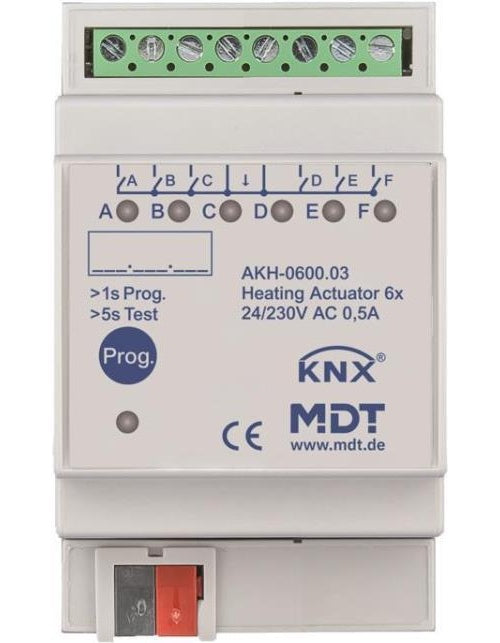 MDT AKH-0600.03 Heizungsaktor 6-fach 3TE REG 24-230VAC (AKH-0600.03) afbeelding 1
