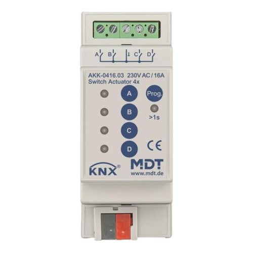 MDT AKK-0416.03 Schaltaktor 4-fach, 2TE, REG, 16A, 70µ (AKK-0416.03) afbeelding 1
