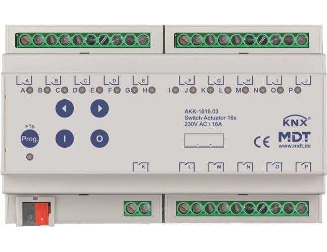 MDT AKK-1616.03 Schaltaktor 16-fach, 8TE, REG, 16A, 70µ (AKK-1616.03) afbeelding 1