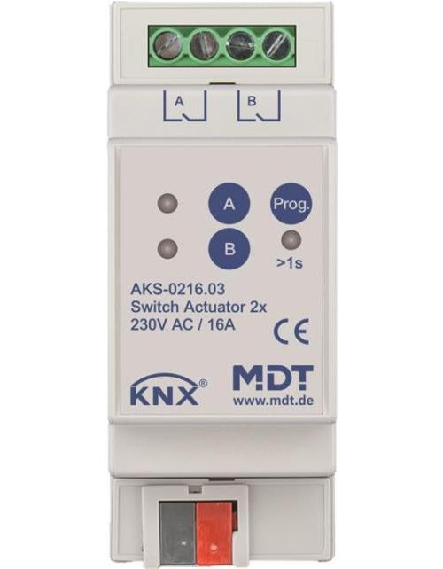 MDT technologies Schaltaktor 2-fach 2TE REG, 16A, 230VAC AKS-0216.03 (AKS-0216.03) afbeelding 1