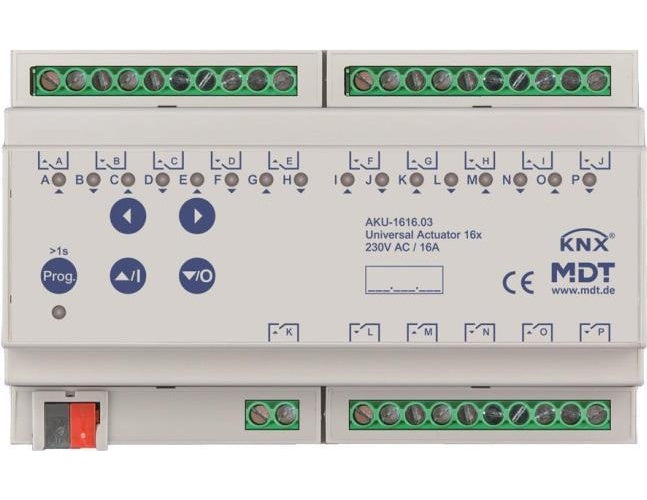 MDT AKU-1616.03 Universalaktor 16fach 8TE REG 16A 230VAC 100ÂµF 15EVG (AKU-1616.03) afbeelding 1