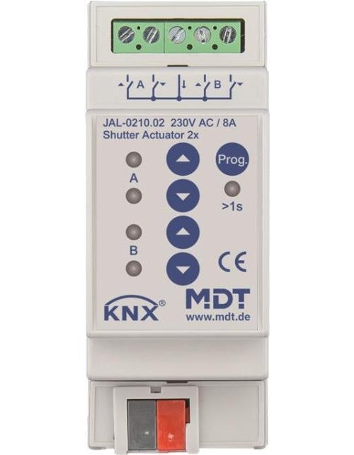 MDT - Jalousieaktor 2-fach 2TE REG 10A für Rollladenmotoren 230VAC bis 600W (JAL-0210.02) afbeelding 1