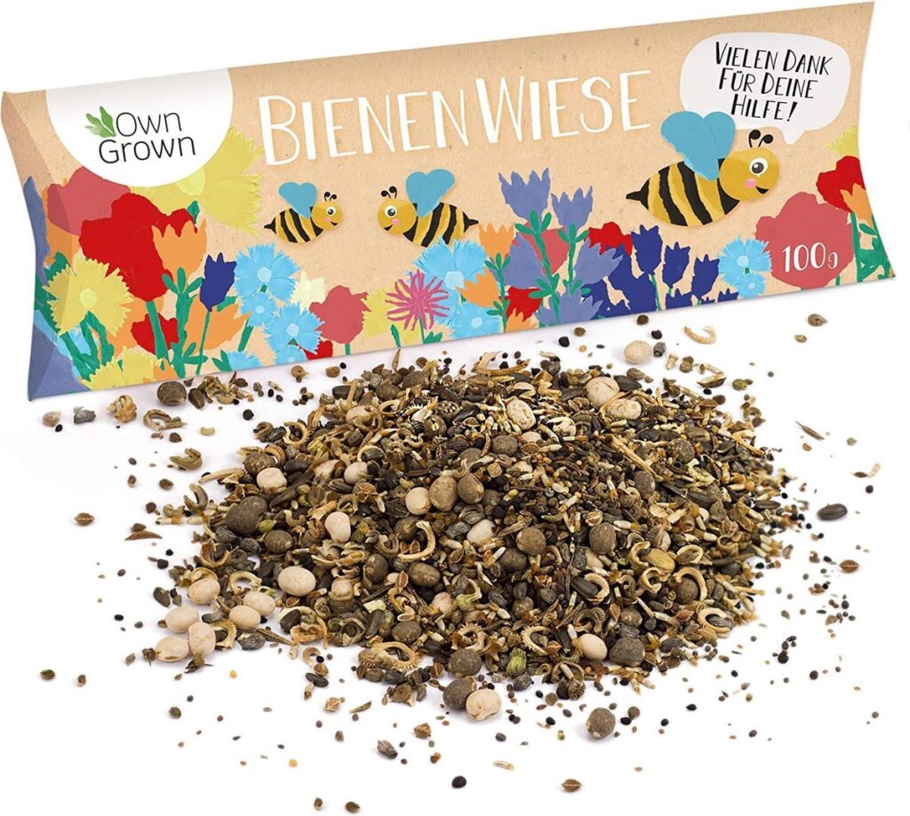 OwnGrown Bee Meadow Flower Mix 100 g Premium Bee Seeds for Colorful Pollinator Gardens