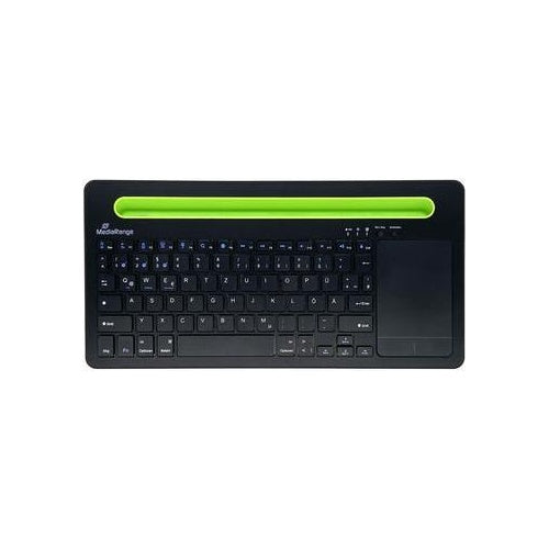 MediaRange MROS131 - Tastatur - kompakt - mit Touchpad, Telefonhalter - kabellos - Bluetooth 5,0 - QWERTZ - Deutsch/Österreichisch - Schwarz/Grün (MROS131) afbeelding 1