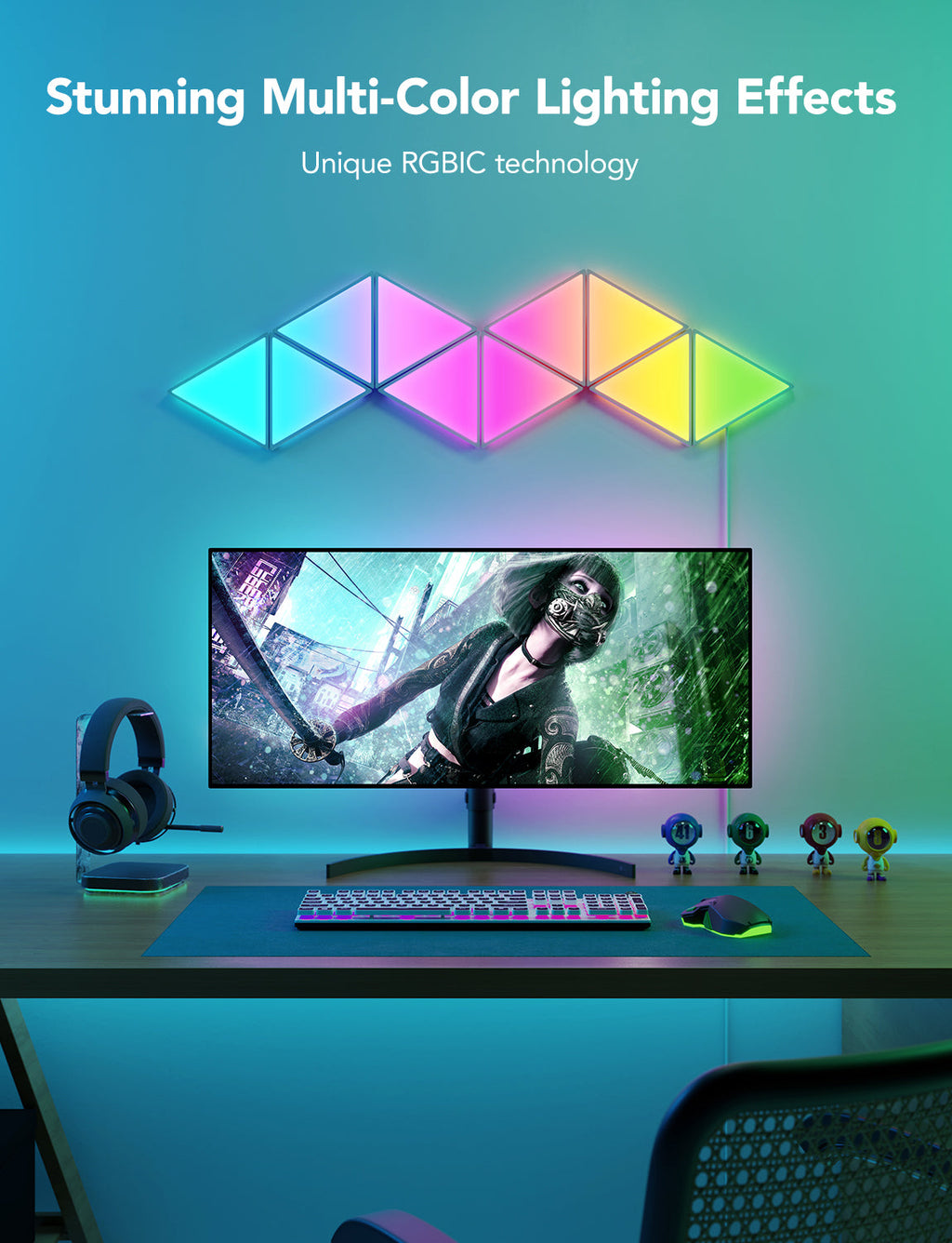 LED PANEL GOVEE GLIDE TRIANGLE LIGHT PANELS H6067 10 PANELS/RGBIC/VOICE CONTROL/28 MODES B6067301