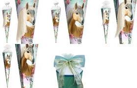 ROTH School Cone "Horse Bella", Square, 850 mm, with Wool Mane Closure and Glitter, 1 Piece (678921)