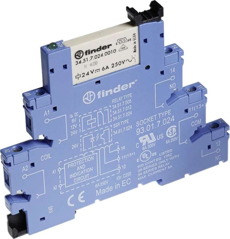 Finder Coupling Module Series 38 with 1 Changeover Contact 6A - 38.51.7.024.0050