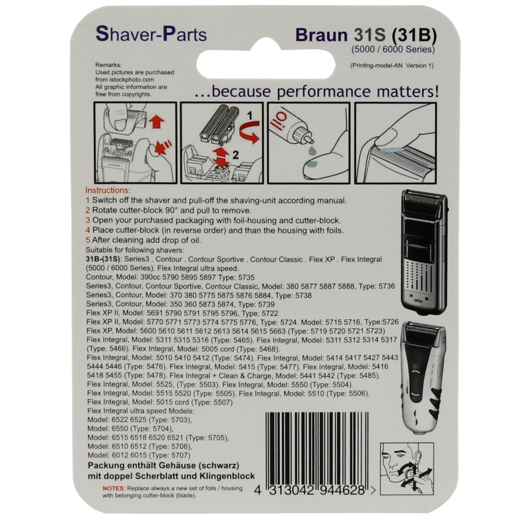 Shaver-Parts Braun Combipack 31s - Compatible with Braun Series 3