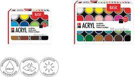 Marabu Acrylic Paint Set BASIC - 24 x 18 ml, High Pigmentation