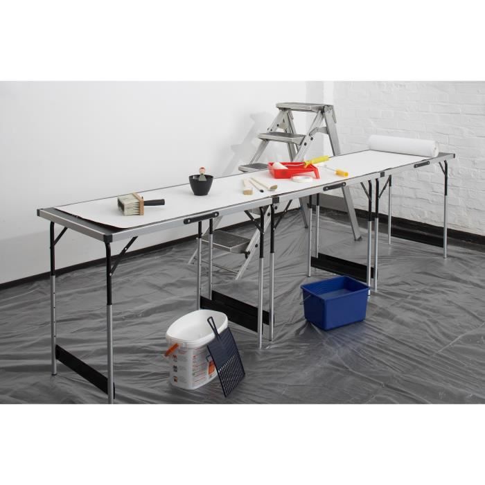 MEISTER Set of 3 Wallpapering Tables - Multifunctional - Aluminum - Adjustable Height