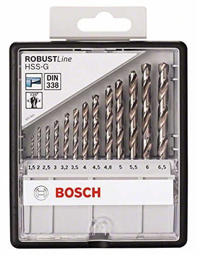 Bosch Robust Line HSS-G Drill Bit Set for Metal, 13 Pieces