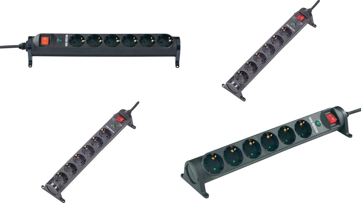 Renkforce Surge Protection Power Strip 6-Way Black 1296309