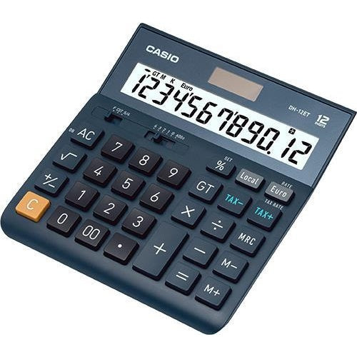 Casio DH-12ET - Desktop-Taschenrechner - 12 Stellen - Solarpanel, Batterie - Schwarz (DH-12ET) afbeelding 1