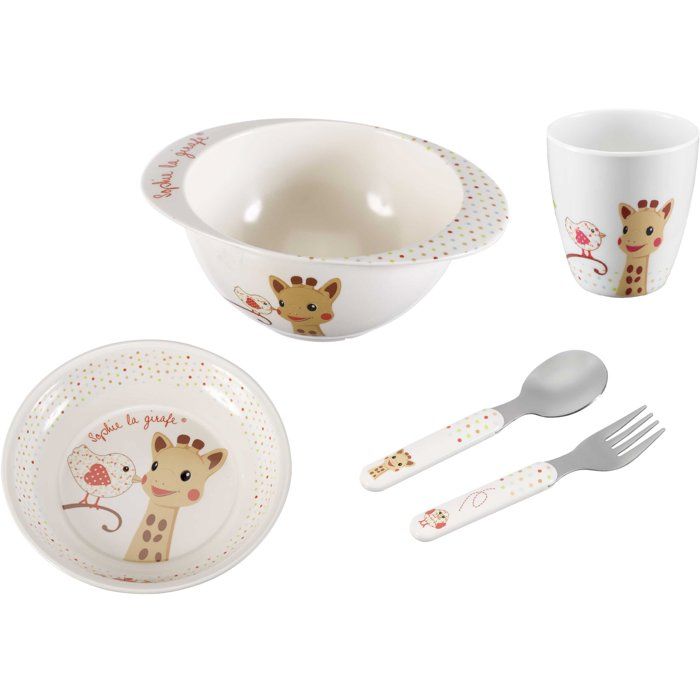 Sophie the Giraffe Meal Set - Kiwi Version - Plate, Bowl, Cup, Baby Cutlery