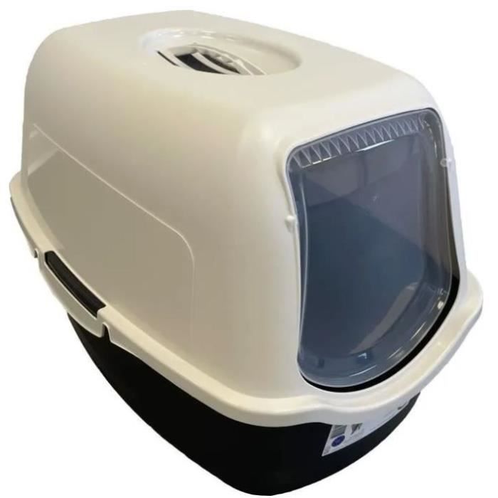 PET DESIGN SACHA Cat Litter Box - 56 x 40 x 39 cm - Black and White