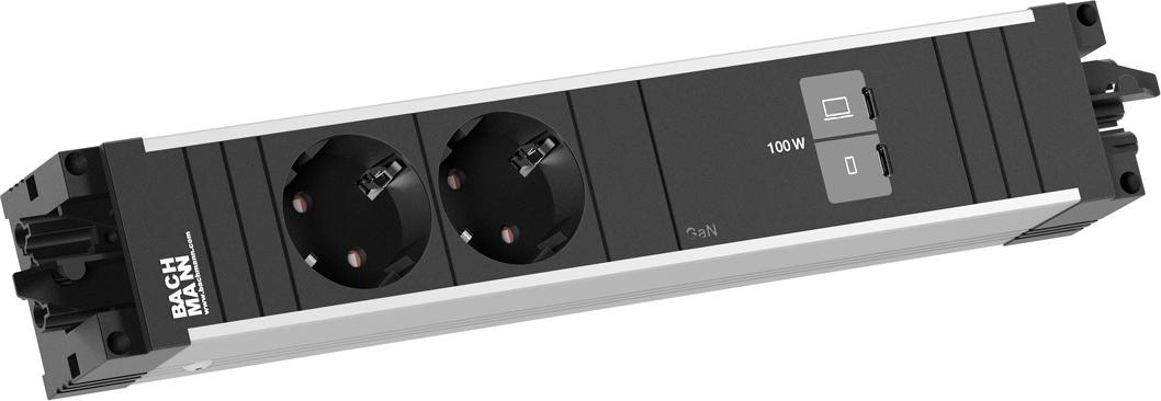 Bachmann STEP ALU 2xCEE7/3, 1xUSB C/C 100W (BM0022277)