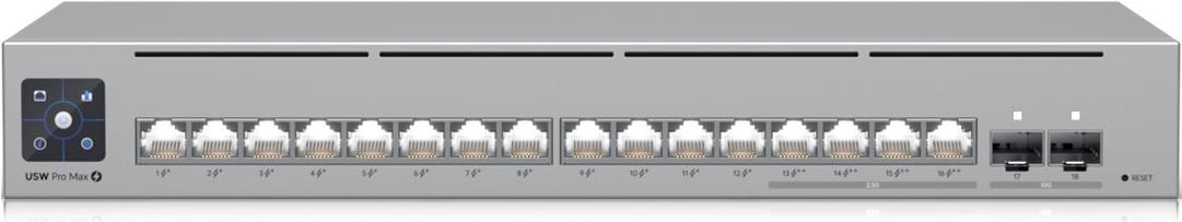 Ubiquiti UniFi Switch - Switch - managed - 16 + 2 x 10 Gigabit SFP+ - an Rack montierbar (USW-PRO-MAX-16-POE)