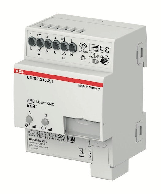 ABB UD/S2.315.2.1 LED Dimmer - 2x315 W/VA - 1/2 Channel - for DIN Rail (2CKA006197A0053)