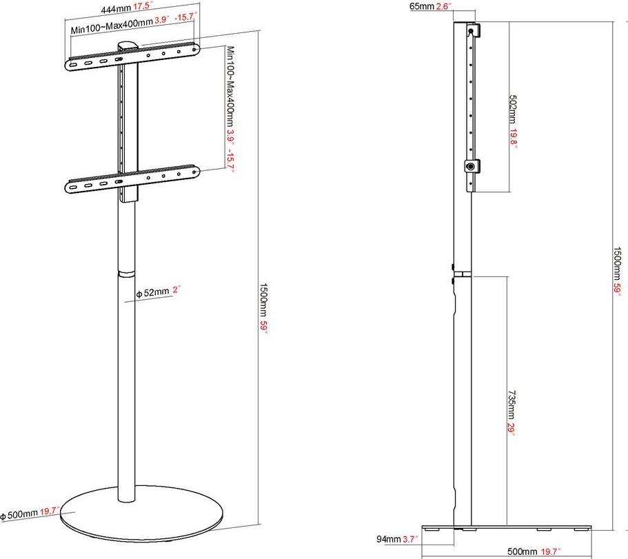VISION Digital Signage Floor Stand for 30 to 65" Displays - VFM-F4