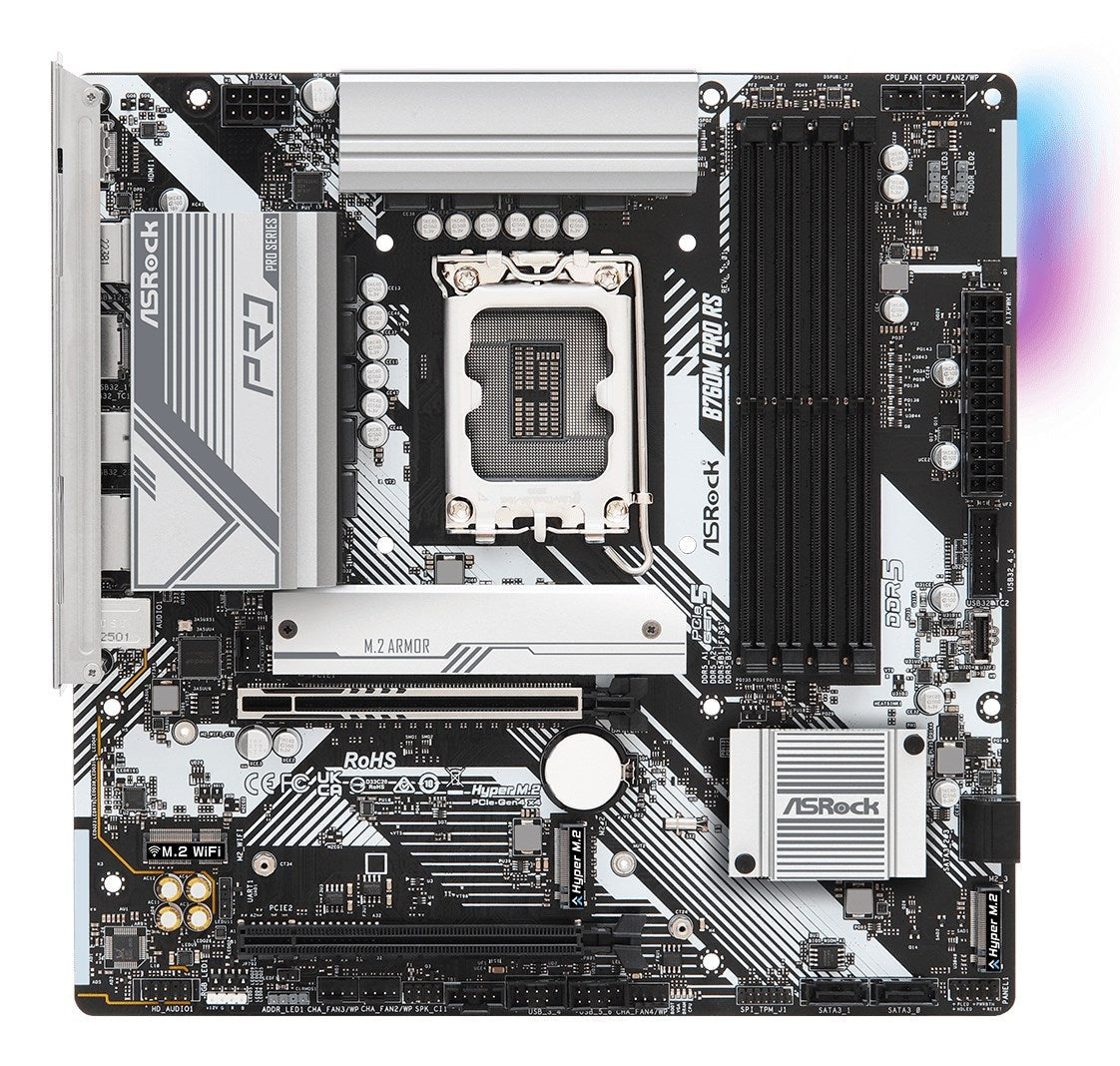ASRock B760M PRO RS/D5 - Motherboard - micro ATX - LGA1700-Sockel - B760 Chipsatz - USB 3,2 Gen 1, USB-C 3,2 Gen 1 - 2,5 Gigabit LAN - Onboard-Grafik (CPU erforderlich) - HD Audio (8-Kanal) (90-MXBLH0-A0UAYZ) afbeelding 3