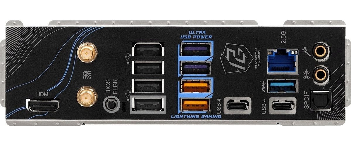 ASRock Phantom Gaming X870 RIPTIDE WiFi - Motherboard - ATX - Socket AM5 - AMD X870 Chipsatz - USB4, USB 3,2 Gen 1, USB 3,2 Gen 2, USB-C 3,2 Gen 2x2 - 2,5 Gigabit LAN, Wi-Fi 7, Bluetooth - Onboard-Grafik (CPU erforderlich) - HD Audio (8-Kan afbeelding 1