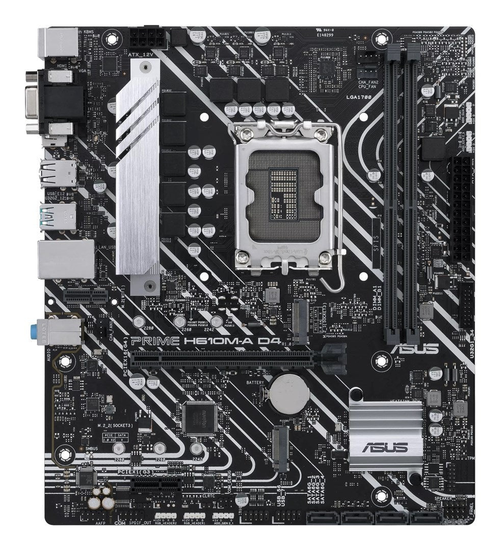 ASUS PRIME H610M-A D4-CSM - Motherboard - micro ATX - LGA1700-Sockel - H610 Chipsatz - USB 3.2 Gen 1, USB 3.2 Gen 2 - Gigabit LAN - Onboard-Grafik (CPU erforderlich) - HD Audio (8-Kanal) afbeelding 2