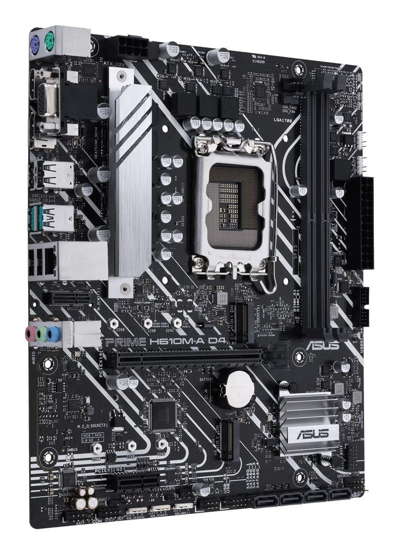 ASUS PRIME H610M-A D4-CSM - Motherboard - micro ATX - LGA1700-Sockel - H610 Chipsatz - USB 3.2 Gen 1, USB 3.2 Gen 2 - Gigabit LAN - Onboard-Grafik (CPU erforderlich) - HD Audio (8-Kanal) afbeelding 3