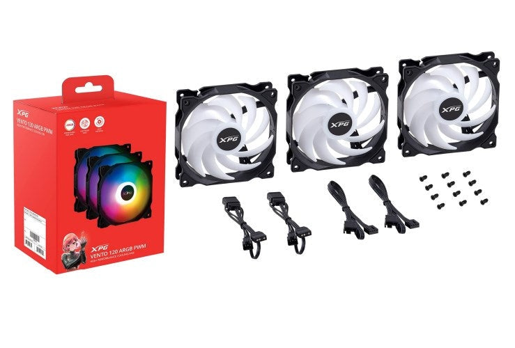 XPG Lüfter VENTO 120 1*120mm ARGB Fan 3 pack schwarz retail (75261454) afbeelding 1