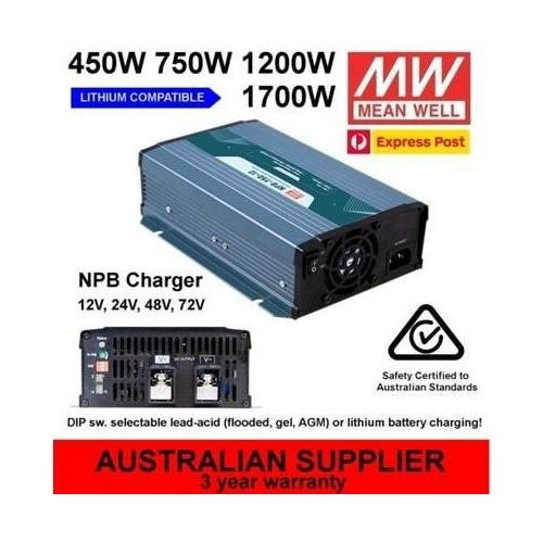 Mean Well Bleiakku-Ladegerät NPB-450-24 24 V Ladestrom (max.) 13.5 A (NPB-450-24) afbeelding 1