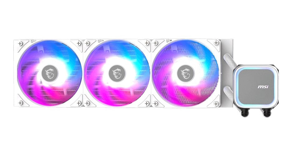 MSI MAG CORELIQUID A13 360 - Prozessor-Flüssigkeitskühlsystem - Kühlergröße: 360 mm - (für: LGA1150, LGA1151, LGA1155, LGA1156, LGA1200, LGA1700, LGA1851, AM5, AM4) - Kupfer - 120 mm - weiß (306-7ZWDA21-L80) afbeelding 1