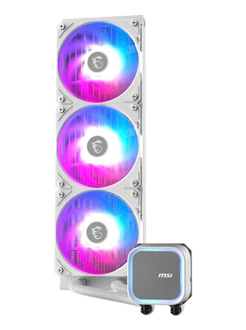 MSI MAG CORELIQUID A13 360 - Prozessor-Flüssigkeitskühlsystem - Kühlergröße: 360 mm - (für: LGA1150, LGA1151, LGA1155, LGA1156, LGA1200, LGA1700, LGA1851, AM5, AM4) - Kupfer - 120 mm - weiß (306-7ZWDA21-L80) afbeelding 2