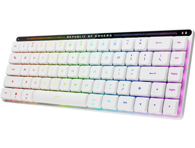 ASUS ROG Falchion RX - Tastatur - 65% - compact - backlit - kabellos - USB, 2,4 GHz, Bluetooth 5,1 - QWERTZ - Tastenschalter: ROG RX RED Low Profile - weiß (90MP03EC-BKDA10) afbeelding 1