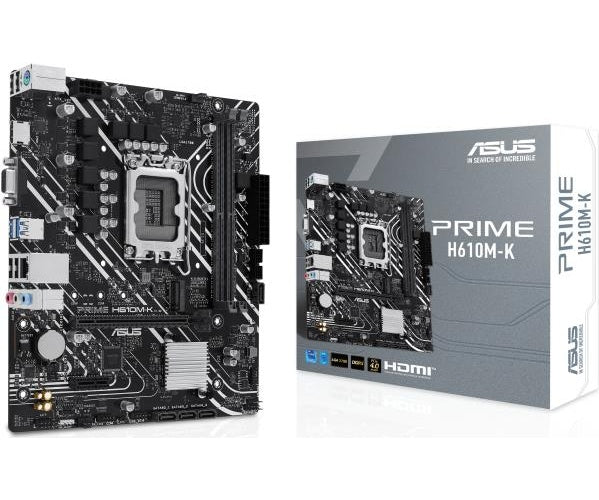 ASUS PRIME H610M-K - Motherboard - micro ATX - LGA1700-Sockel - H610 Chipsatz - USB 3,2 Gen 1 - Gigabit LAN - Onboard-Grafik (CPU erforderlich) - HD Audio (8-Kanal) (90MB1GA0-M0EAY0) afbeelding 1