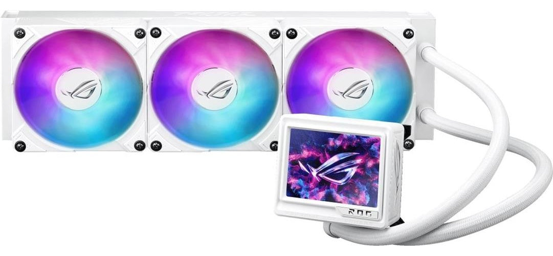ASUS ROG RYUJIN III - White Edition - Flüssigkühlsystem für CPU im Waterblock-Design - Kühlergröße: 360 mm - (für: AM4, AM5, LGA1851, LGA1700, LGA1200, LGA115x Socket) - Kupfersockel - 120 mm - weiß (90RC0132-M0EAY0) afbeelding 1