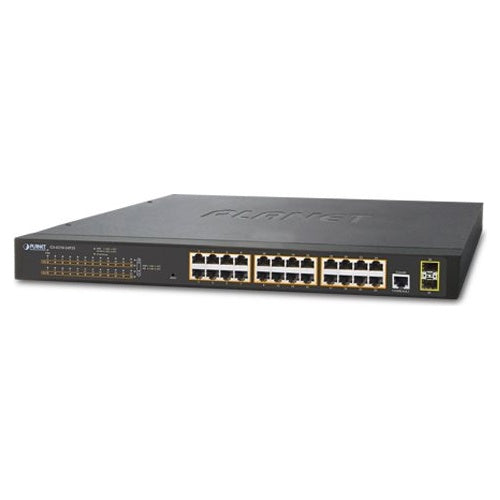 PLANET GS-4210-24P2S - Switch - verwaltet - 24 x 10/100/1000 (PoE+) + 2 x Gigabit SFP - an Rack montierbar - PoE+ (GS-4210-24P2S) afbeelding 1