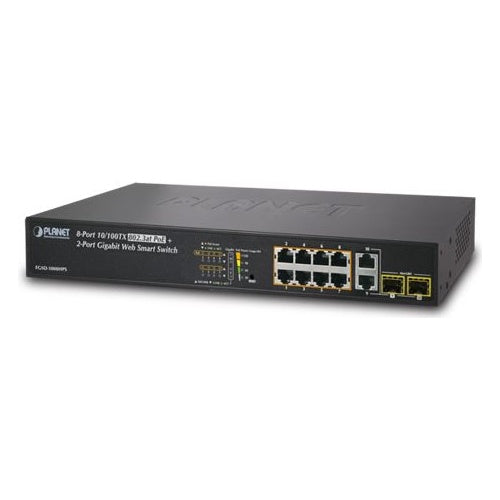 PLANET FGSD-1008HPS - Switch - Smart - 8 x 10/100 (PoE+) + 2 x Kombi-Gigabit-SFP - Desktop - PoE+ (FGSD-1008HPS) afbeelding 1