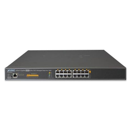 PLANET UPOE-800G - Power Injector (Rack - einbaufähig) - Wechselstrom 100/240 V - 400 Watt - Ethernet 10/100/1000 - Ausgangsbuchsen: 8 - 1U - 48.3 cm (19") afbeelding 1