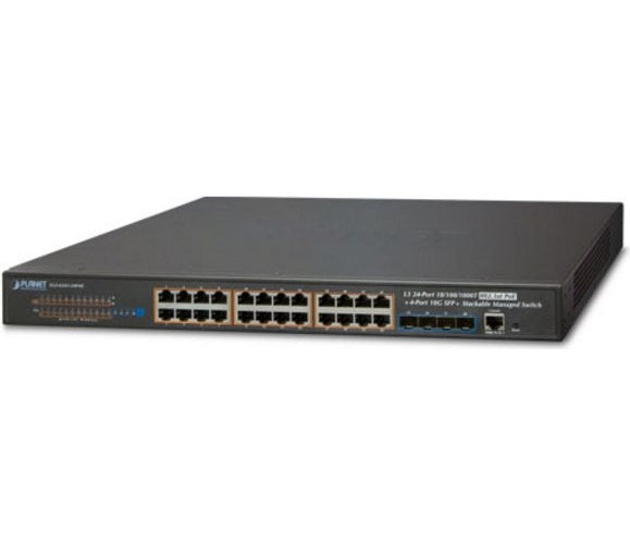 PLANET SGS-6341-24P4X - Switch - L3 - verwaltet - 24 x 10/100/1000 (PoE+) + 4 x 10 Gigabit SFP+ - an Rack montierbar - PoE+ (SGS-6341-24P4X) afbeelding 1