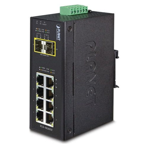 PLANET IGS-1020TF - Switch - nicht verwaltet - 8 x 10/100/1000 + 2 x Gigabit SFP - an DIN-Schiene montierbar - AC 24 V / DC 12 - 48 V afbeelding 1