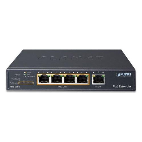 PLANET POE-E304 PoE Extender - Netzwerkextender - GigE - 10Base-T, 100Base-TX, 1000Base-T - 4 Anschlüsse - bis zu 200 m (POE-E304) afbeelding 1