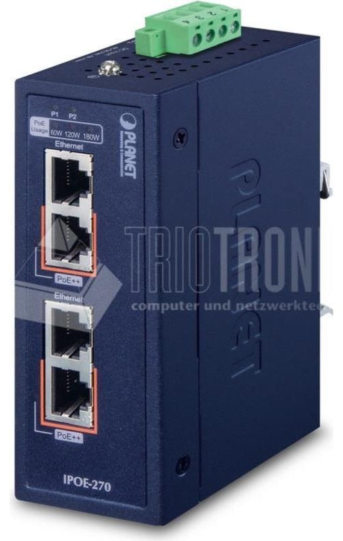 PLANET IPOE-270 - 2.5 Gigabit Ethernet - 5 Gigabit Ethernet - Schnelles Ethernet - Gigabit Ethernet - 10,100,1000,2500,5000 Mbit/s - IEEE 802.3,IEEE 802.3ab,IEEE 802.3at,IEEE 802.3bt,IEEE 802.3bz,IEEE 802.3u - Blau - FCC 15 A - CE - 48 - 56 V (IPOE-270) afbeelding 1