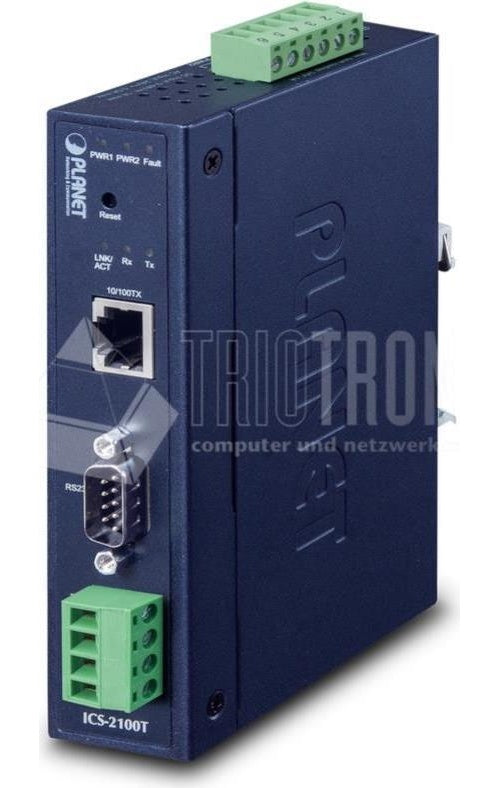 PLANET IP30 Industrial 1-Port - 32 x 87,8 x 135 mm - 392 g - -40 - 75 °C - -40 - 85 °C - 5 - 95% - 5 - 95% (ICS-2100T) afbeelding 1