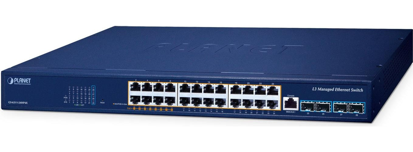 PLANET GS-6311-24HP4X Netzwerk-Switch Managed L3 Gigabit Ethernet (10/100/1000) Power over Ethernet (PoE) (GS-6311-24HP4X) afbeelding 1